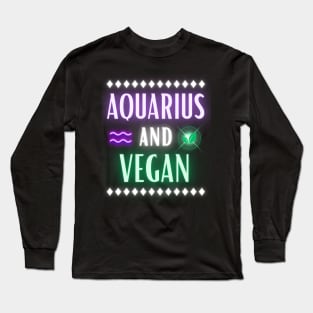 Aquarius and Vegan Retro Style Neon Long Sleeve T-Shirt